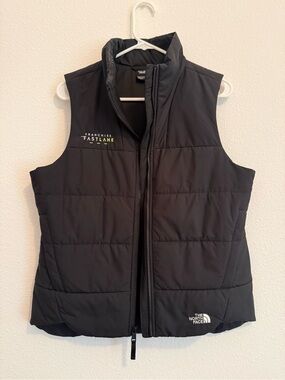 The North Face Black Quilted Sleeveless Vest with Fastlane Accent
